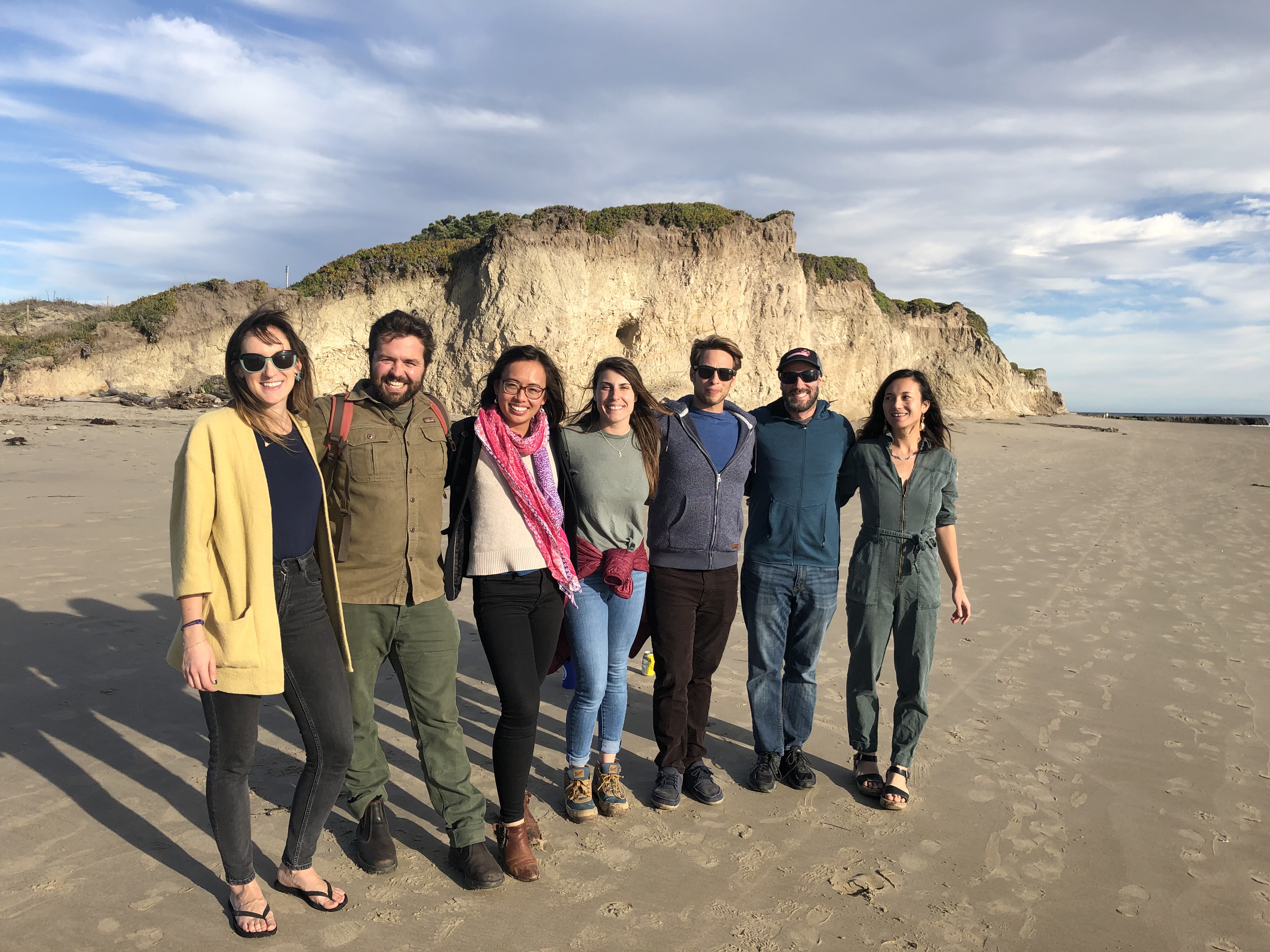 Lab team group photo on beach
